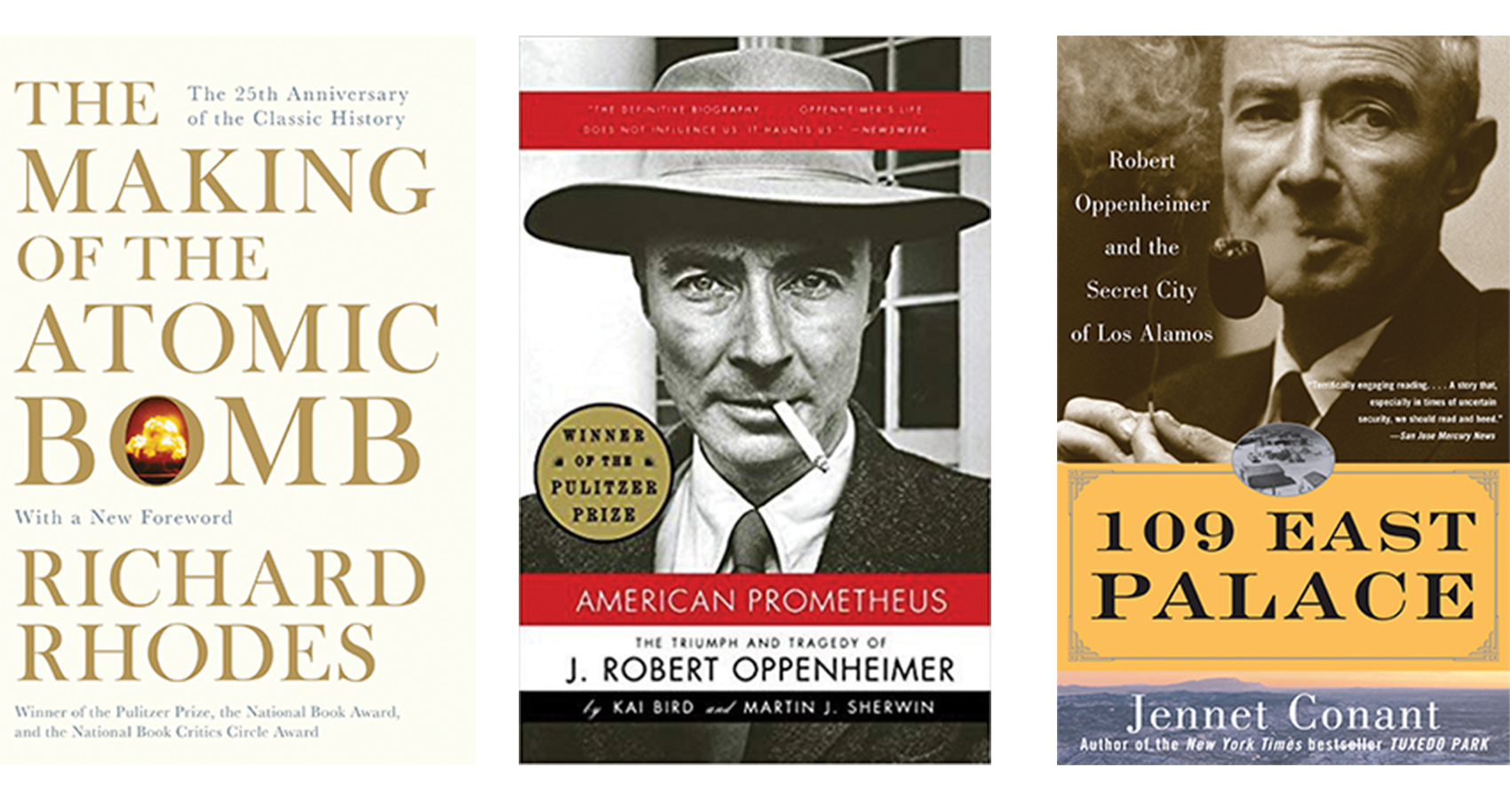 The book covers of the three books.